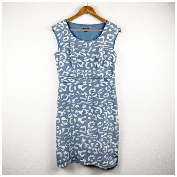 Ann Taylor Blue Silk Leopard Print‎ Dress Size 6P - Picture 1 of 8